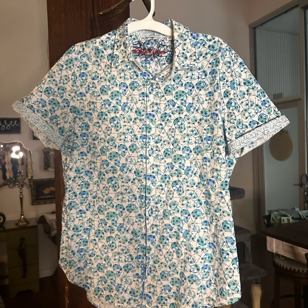 Robert Graham Blue and White Geometric Shirt